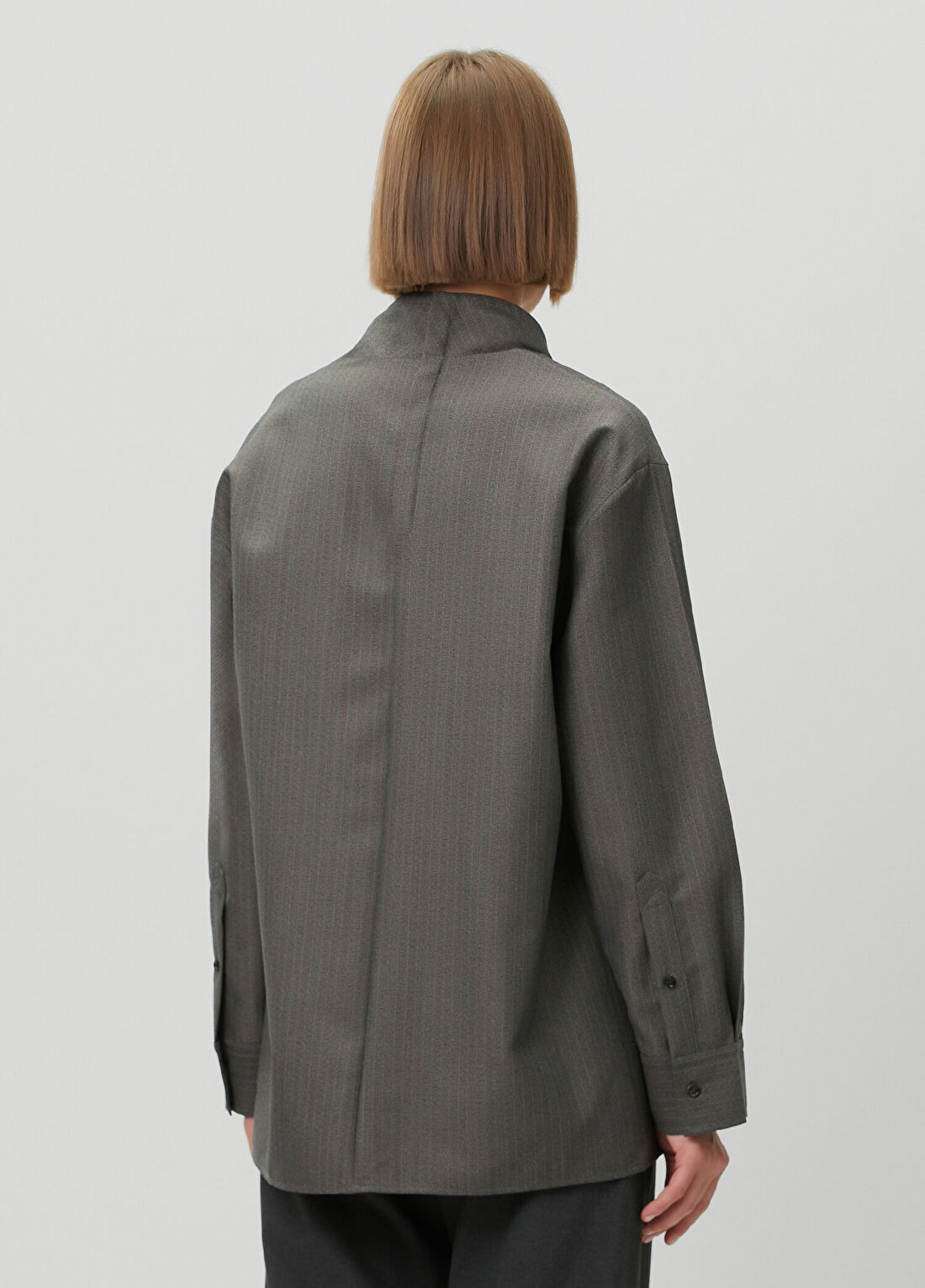 Bottega Veneta Gri Drapeli Yün Bluz görsel 4