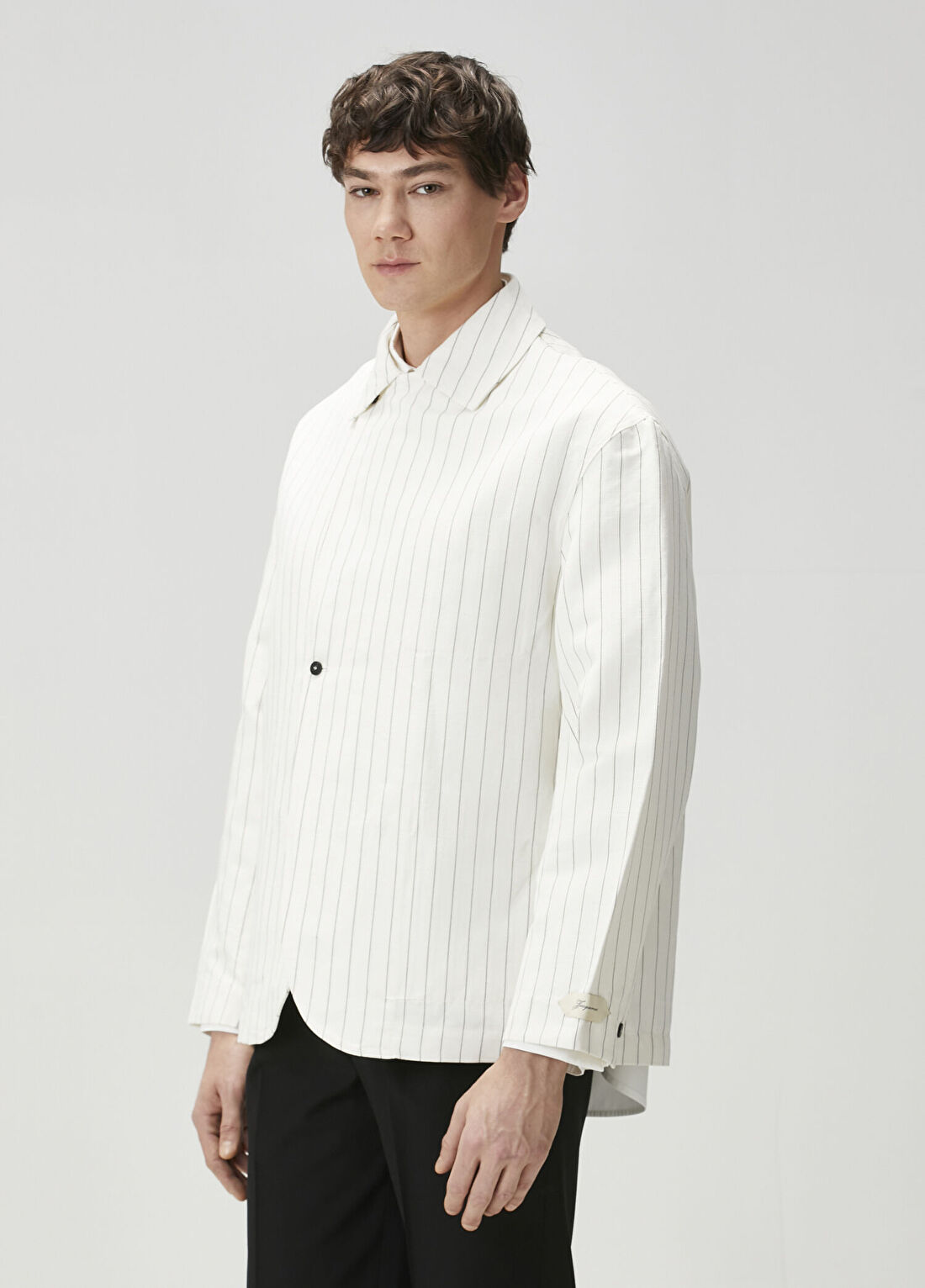 Jacquemus Beyaz Çizgili Keten Ceket görsel 3