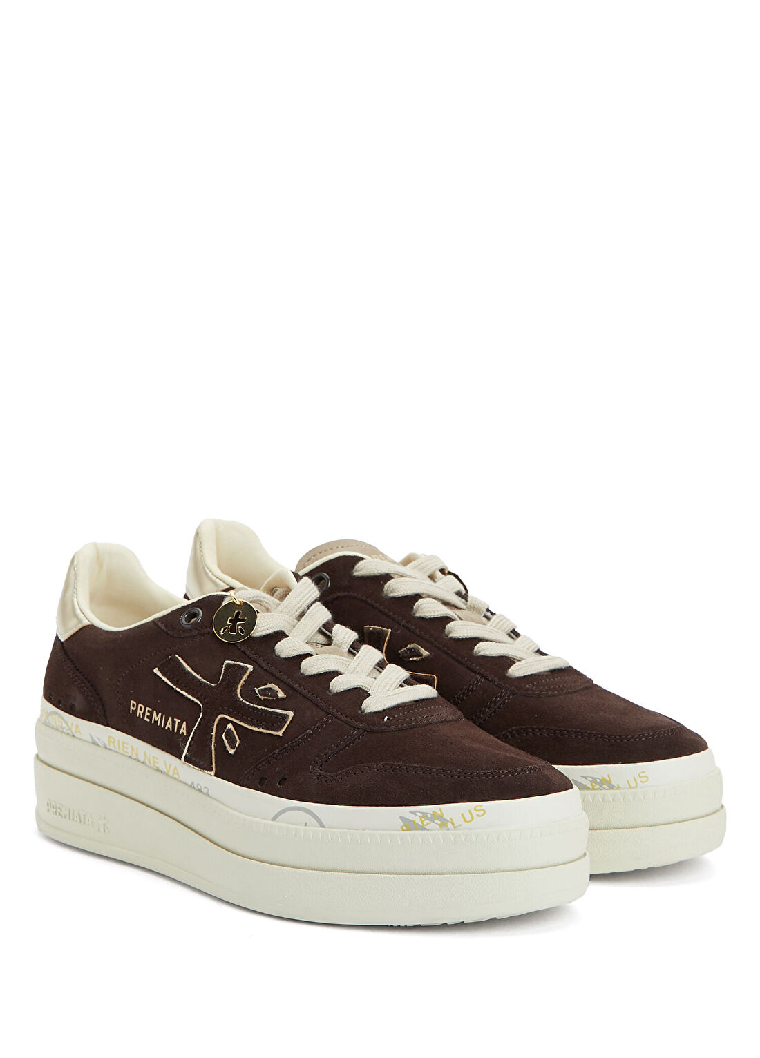 Premiata Kahve Beyaz Kadın Deri Sneaker görsel 2