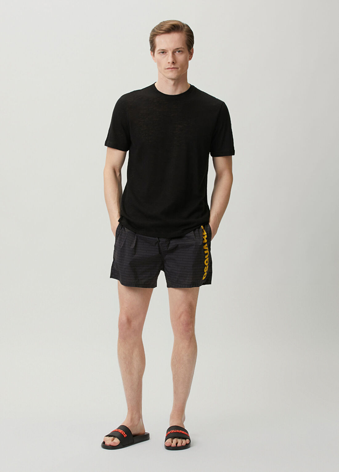 Dsquared2 Siyah Beli Kordonlu Logo Desenli Mayo