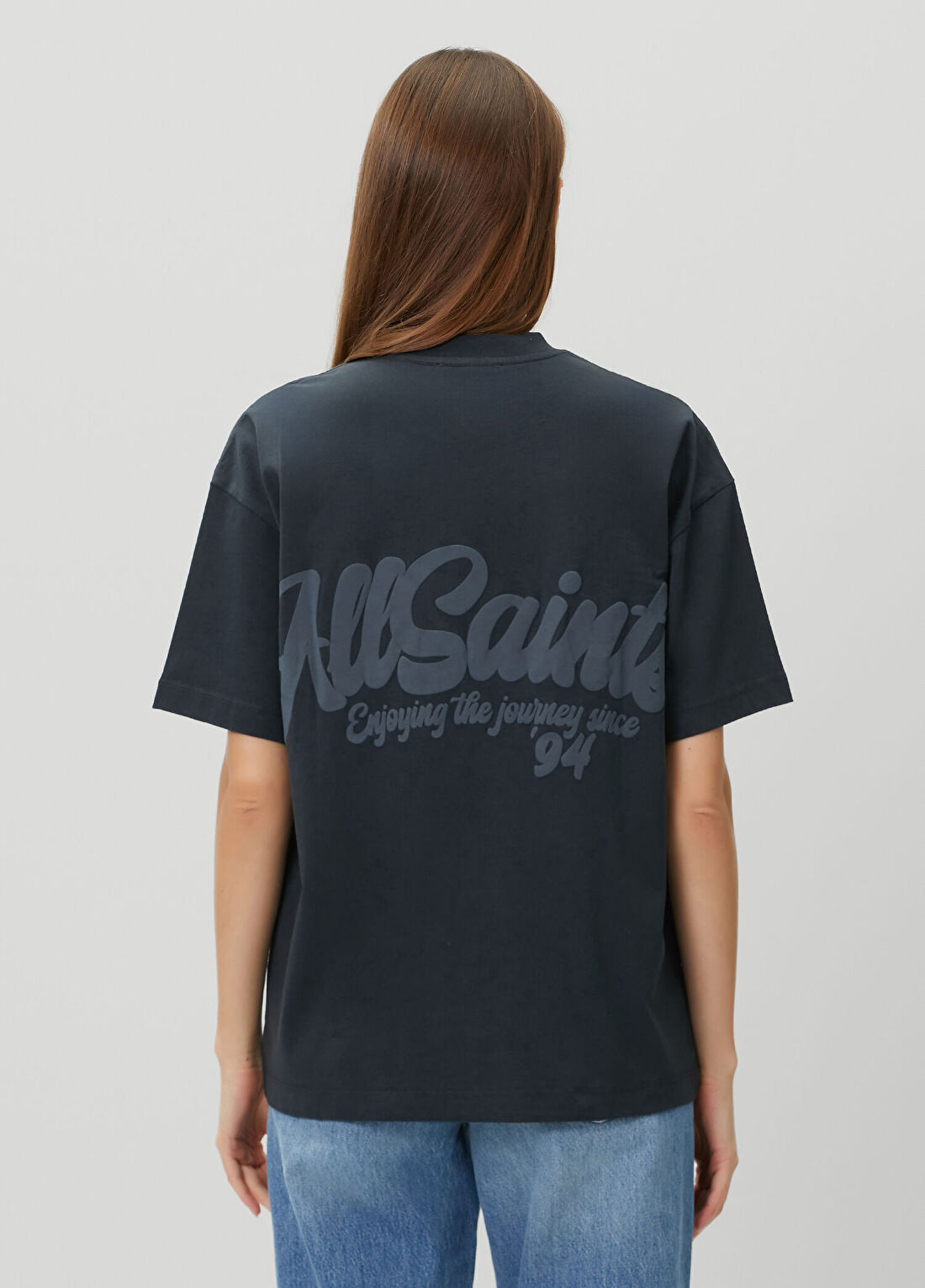AllSaints Odyssey Etta Oversized Lacivert T-shirt görsel 4