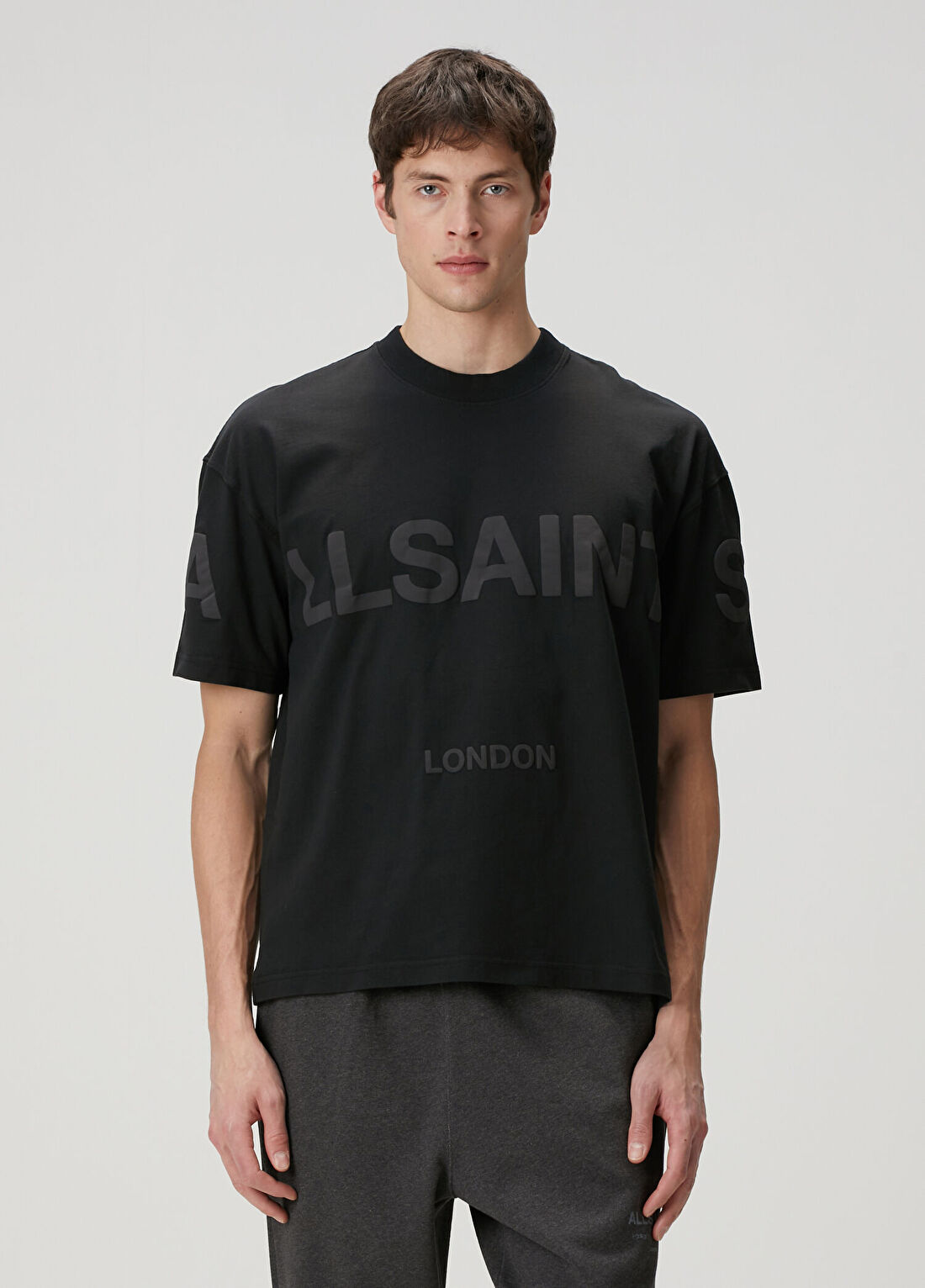 AllSaints Biggy Siyah Logo Baskılı T-shirt