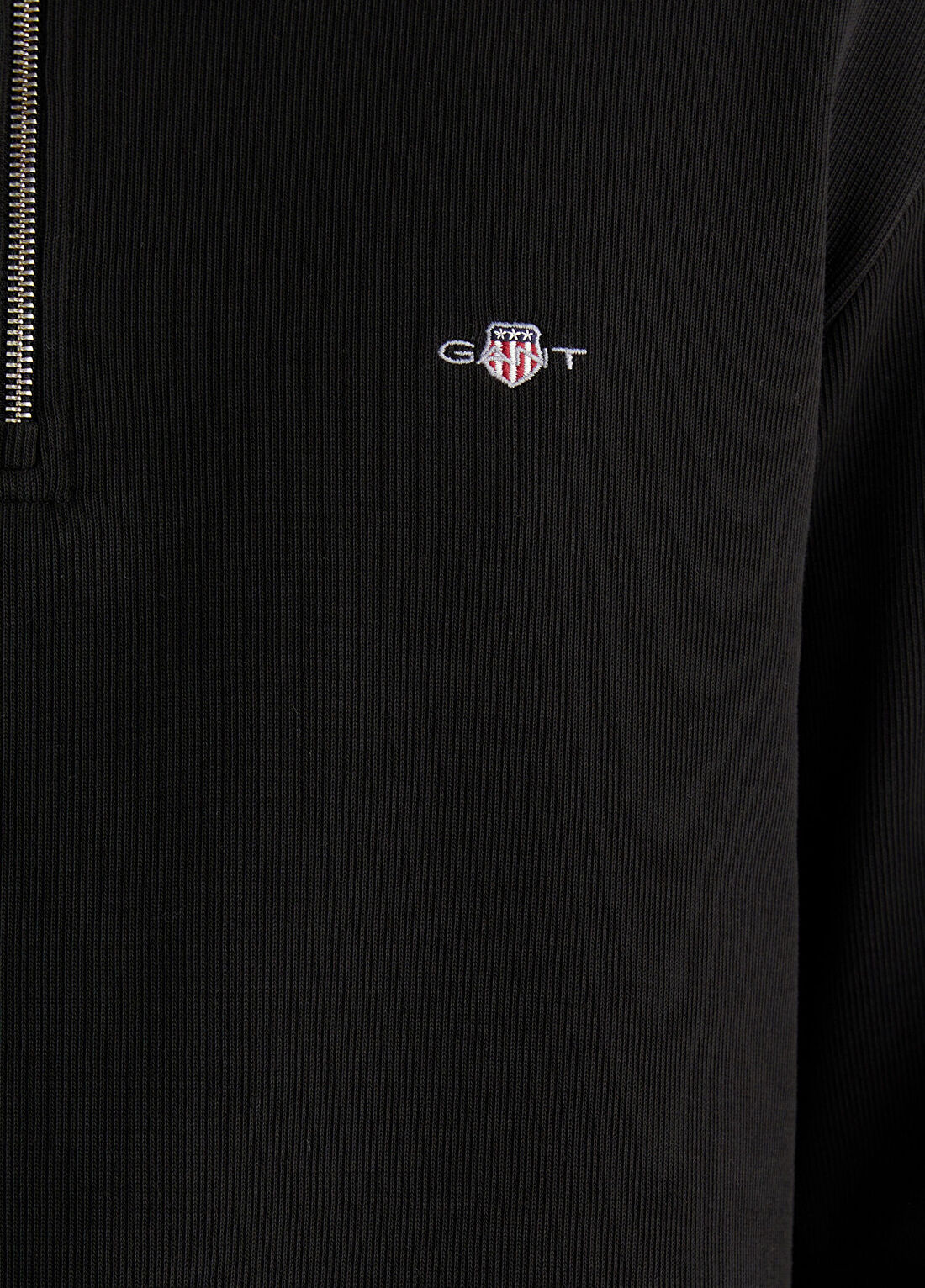 Gant Siyah Logolu Regular Fit Yarım Fermuarlı Erkek Sweatshirt görsel 3