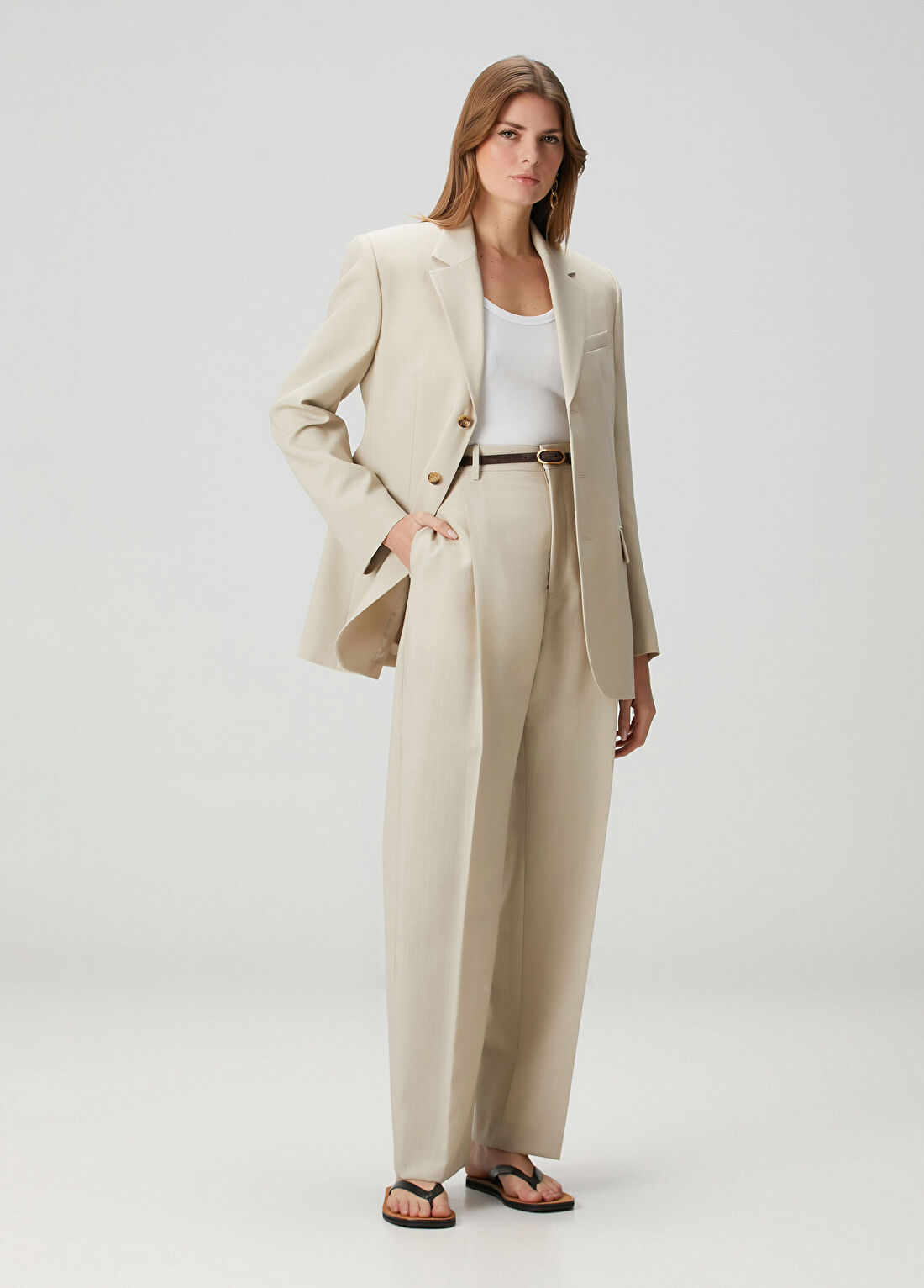 Wardrobe Nyc Krem Yün Pantolon