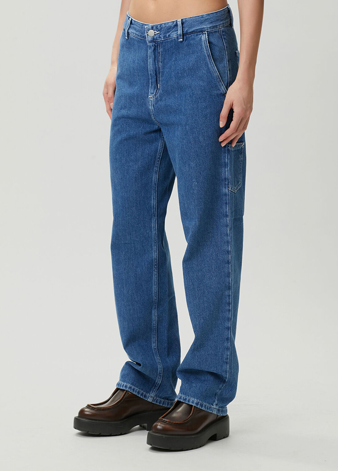 Carhartt WIP Mavi Jean Pantolon görsel 3