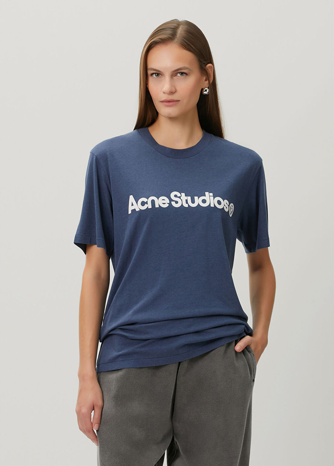 Acne Studios Regular Fit Lacivert Logolu T-shirt