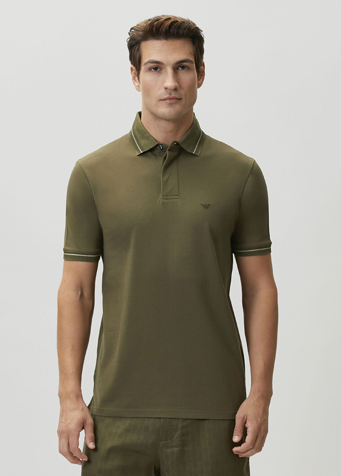 Emporio Armani Regular Fit Haki Polo Yaka T-shirt