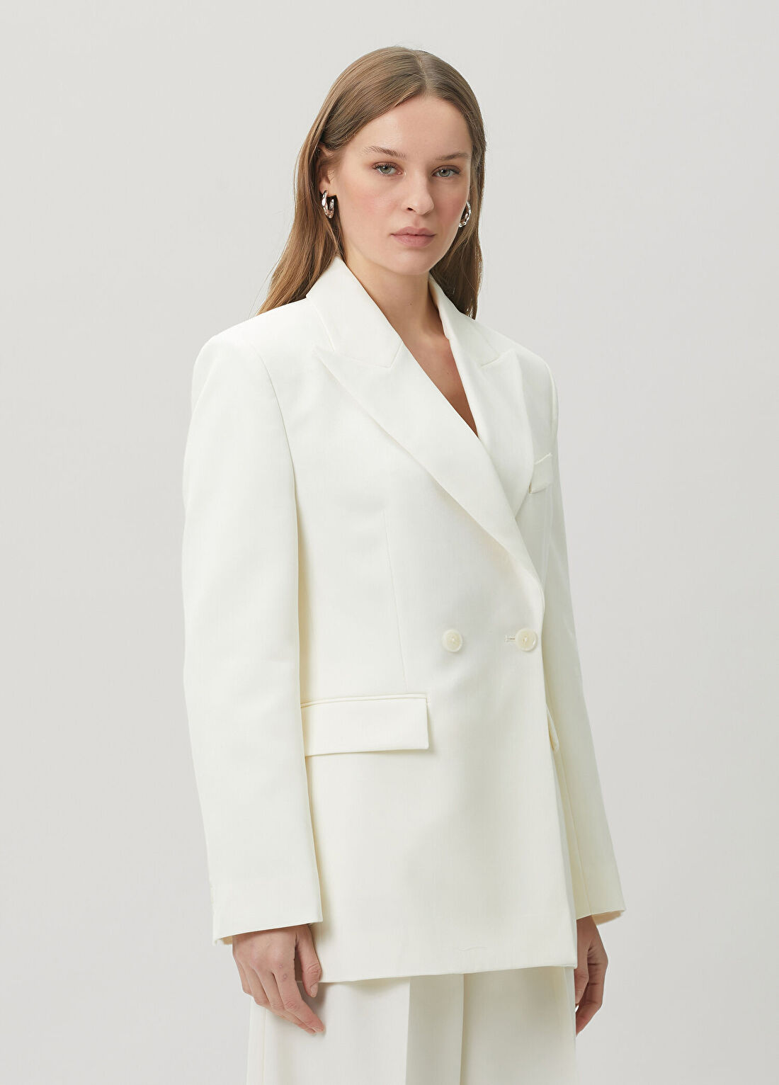Anine Bing Ekru Kruvaze Blazer