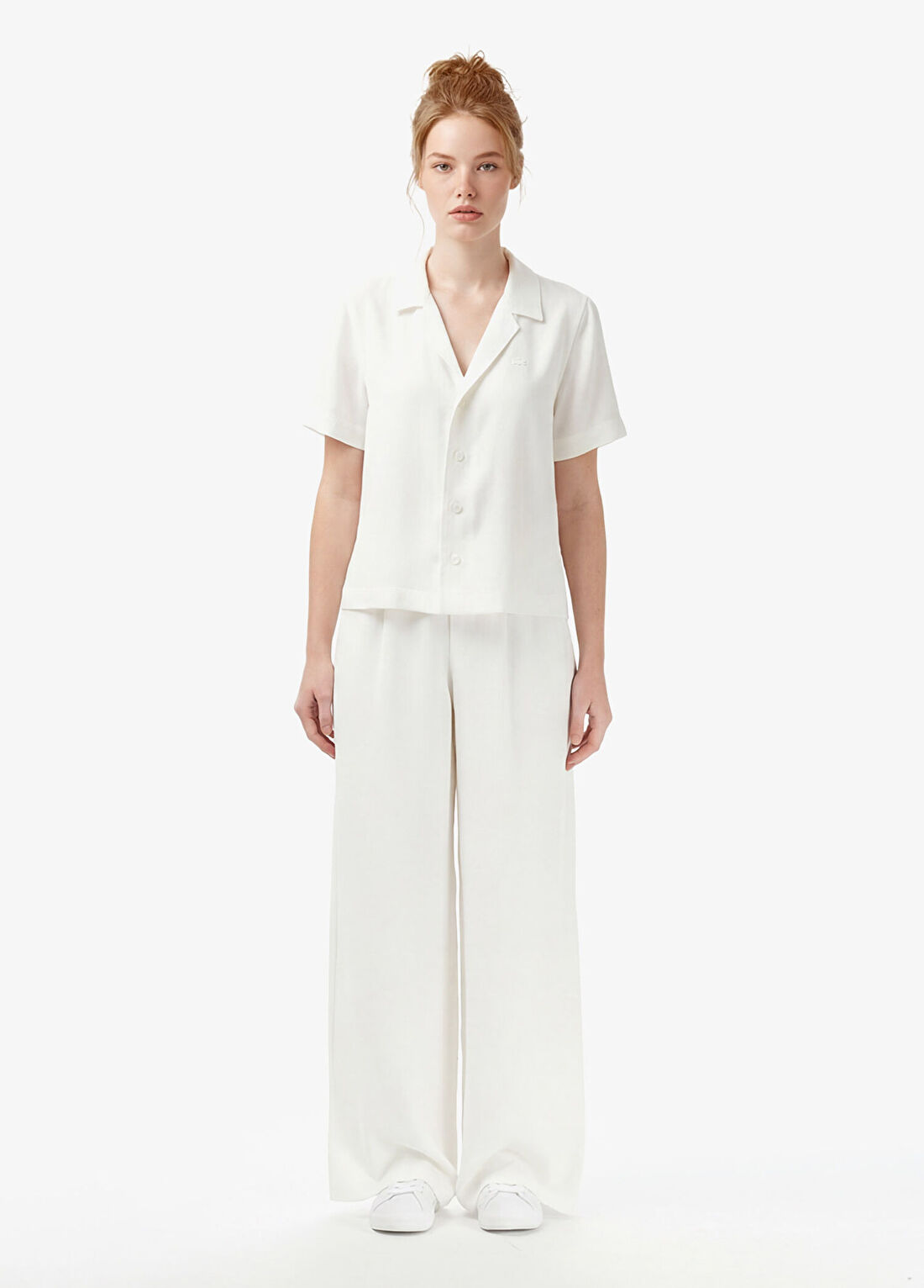 Lacoste Krem Regular Fit Kısa Kollu Kadın Gömlek görsel 4