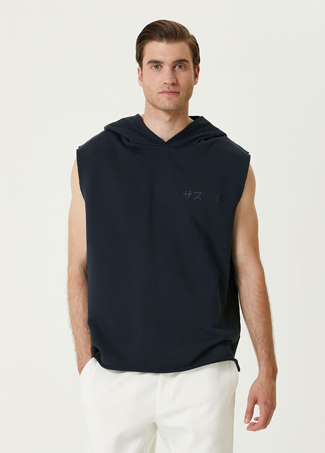 The Stay Line Hiro Koyu Lacivert Kapüşonlu Kısa Kollu Sweatshirt