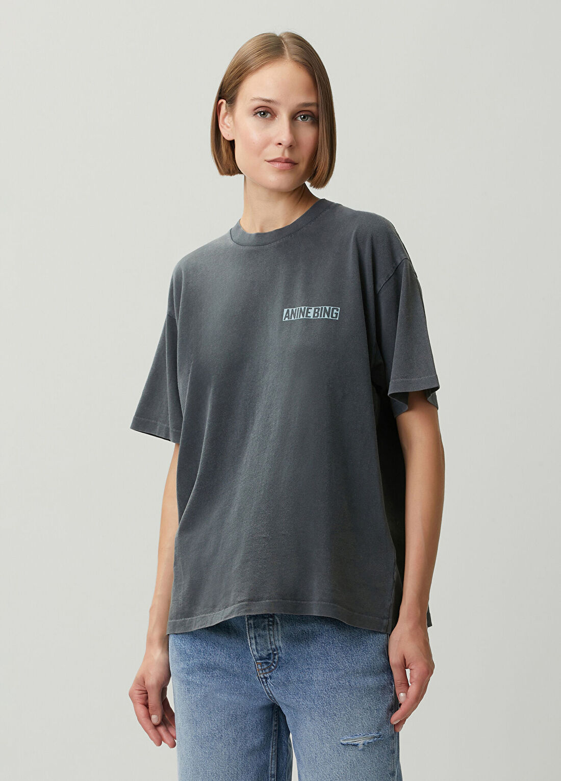 Anine Bing Cade Tee Palm Siyah görsel 3