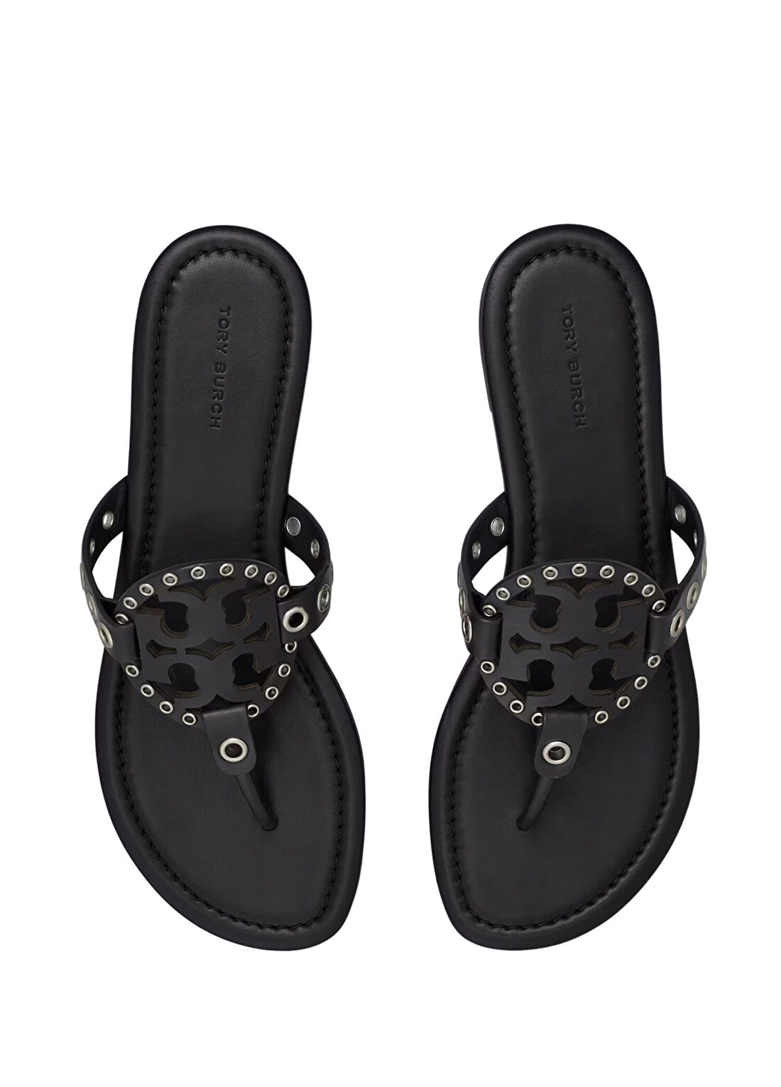 Tory Burch Siyah Kadın Deri Terlik görsel 4