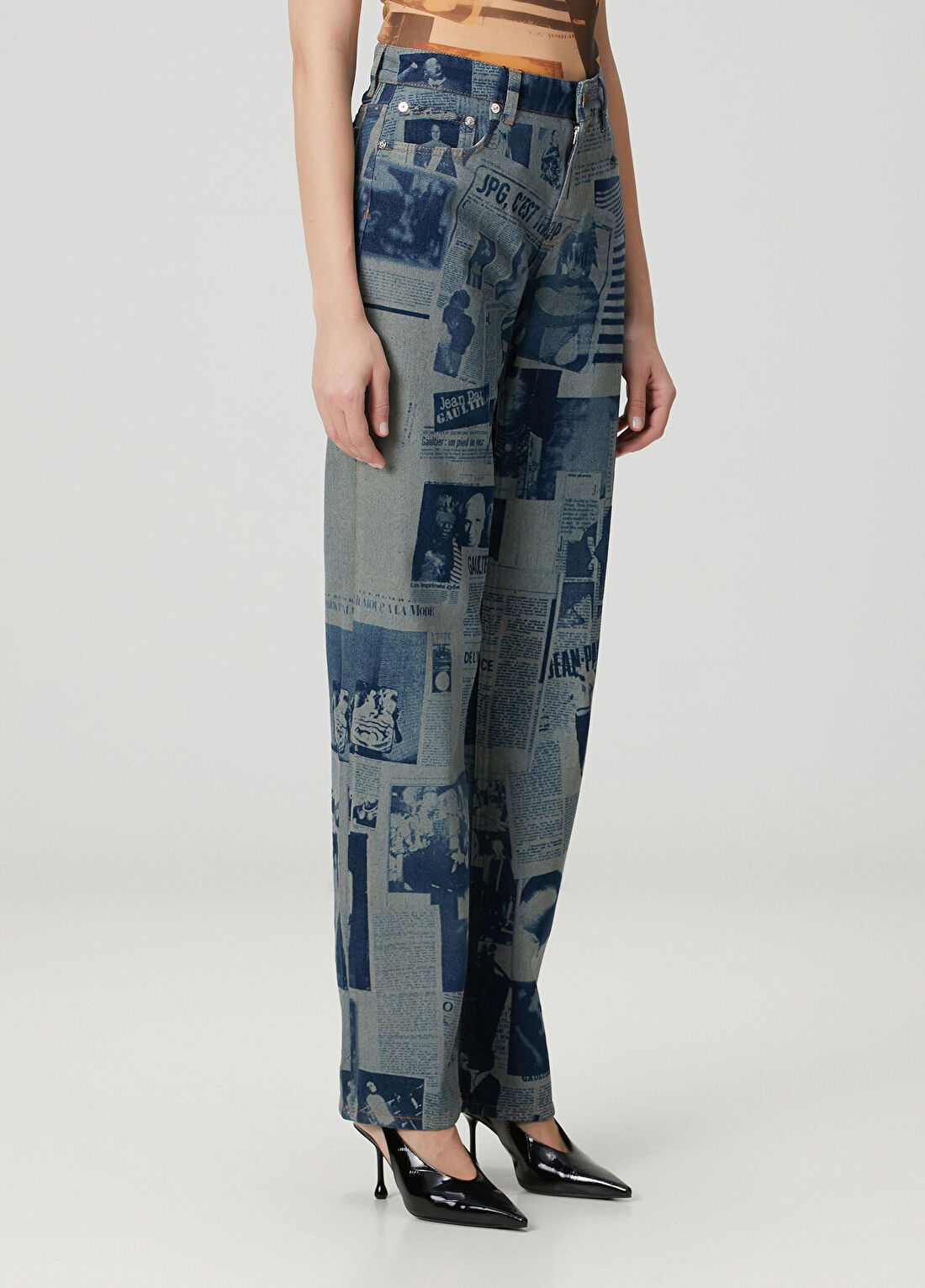 Jean Paul Gaultier Mavi Baskılı Jean Pantolon görsel 3