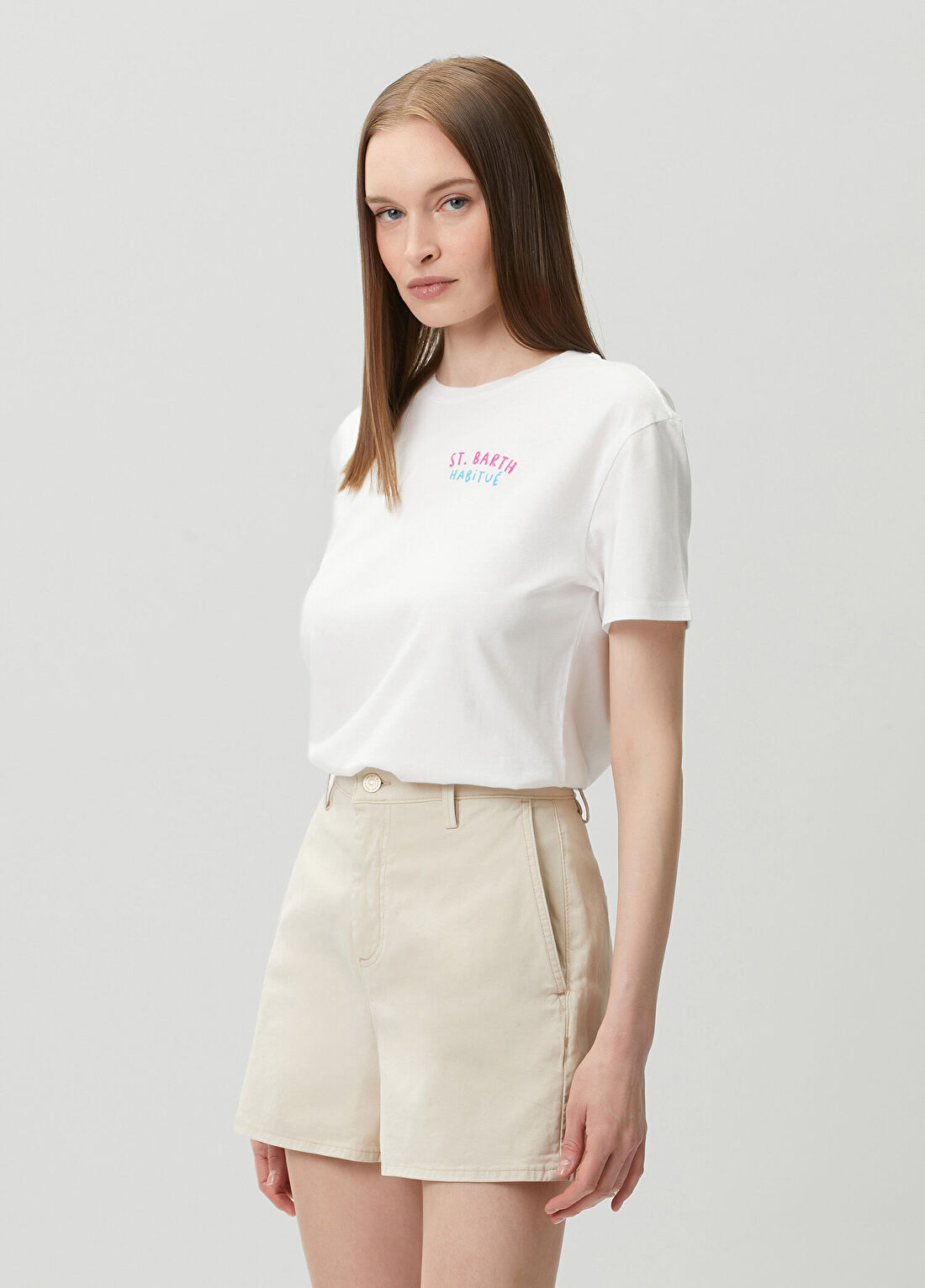 MC2 (Saint Barth) Emilie Beyaz Nakışlı T-shirt görsel 3