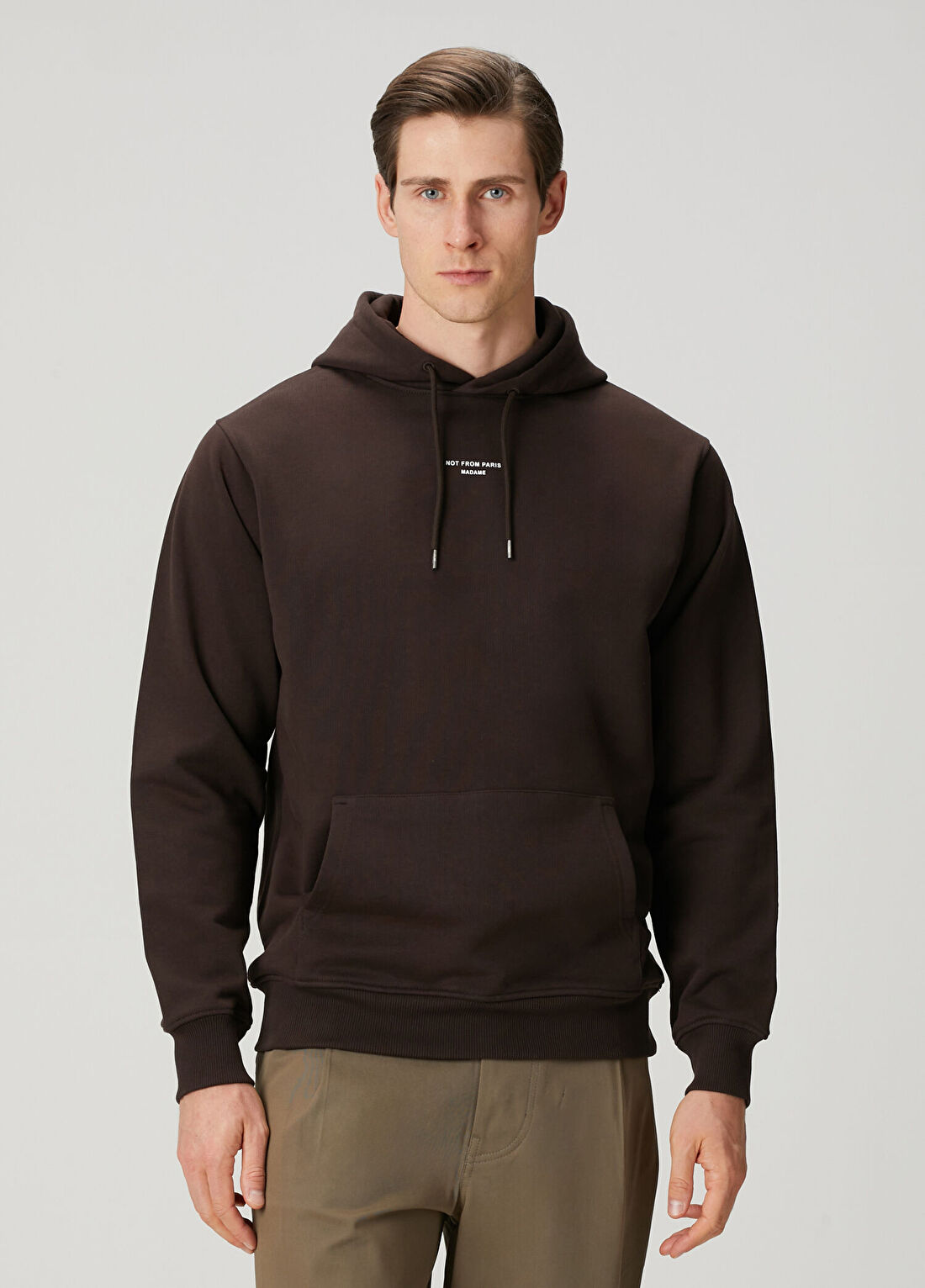 Drôle De Monsieur Koyu Kahverengi Kapüşonlu Sweatshirt