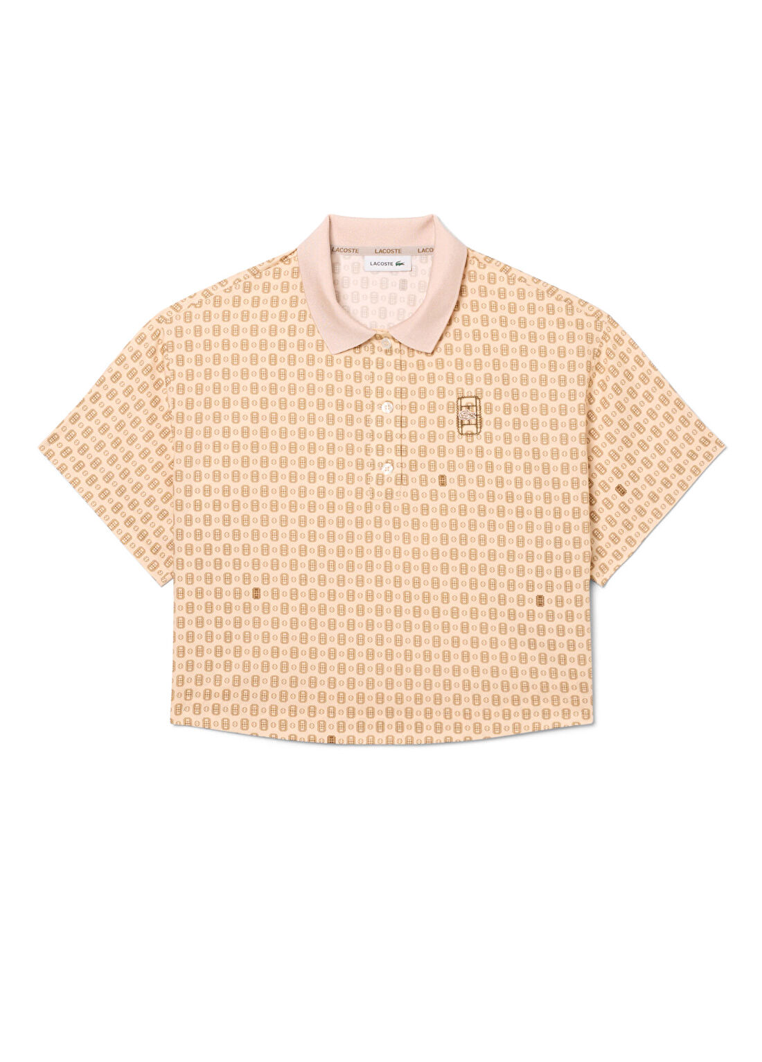 Lacoste Pembe Desenli Oversize Fit Polo Yaka Kadın T-shirt görsel 4