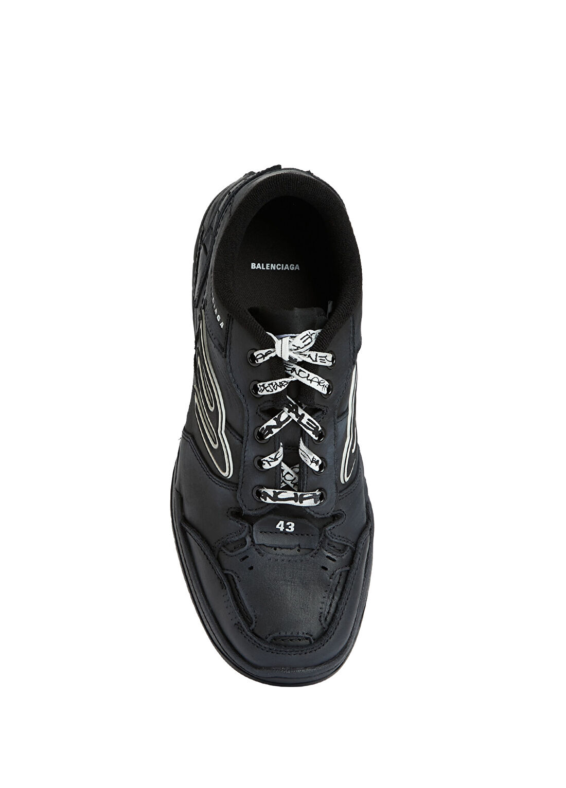 Balenciaga Hamptons Siyah Erkek Deri Sneaker görsel 4