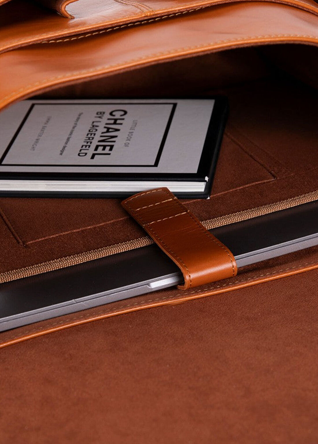 Bloominbag RivoliCognac Tan Taba Deri 13/14" Unisex Laptop ve Evrak Çantası görsel 4