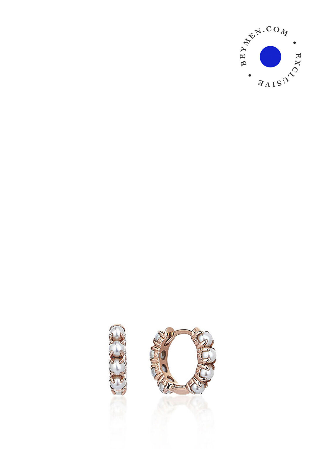 Reis Kuyumculuk Mini Pearl Loop 14 Ayar Rose Altın Kadın Küpe