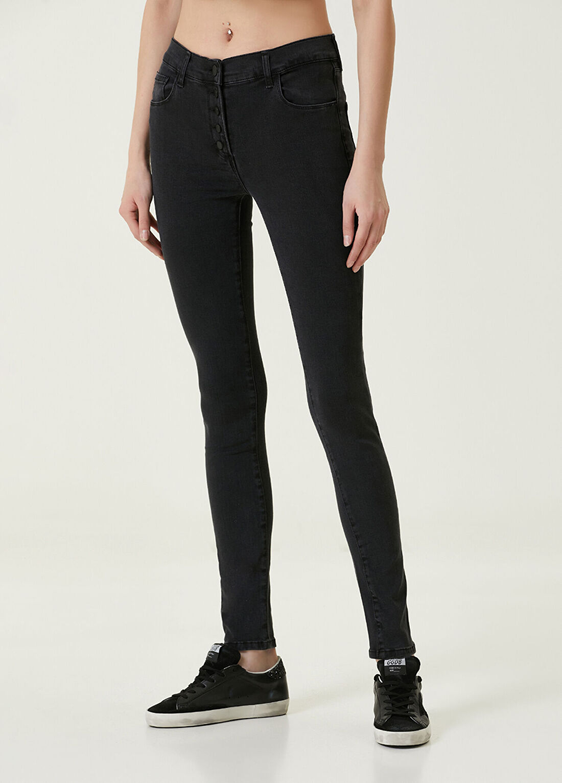 Dare London Fierce Siyah Dar Paça Kadın Jean Pantolon görsel 3