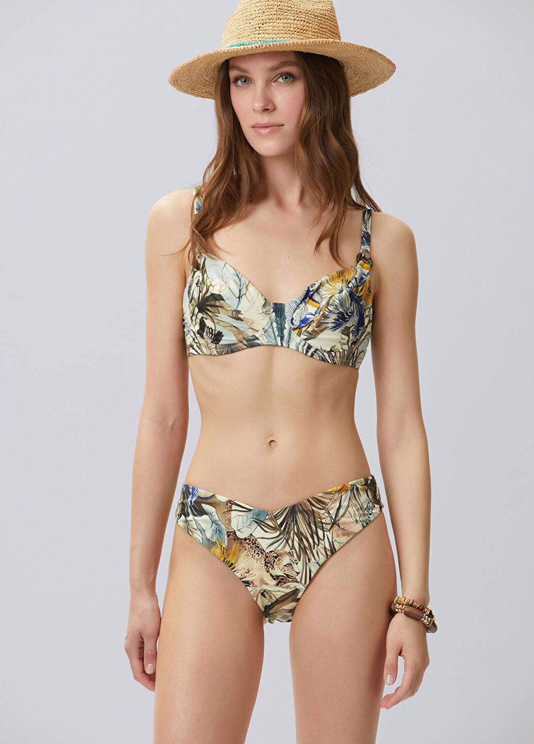 Network Sarı Yeşil Desenli Bikini Üstü