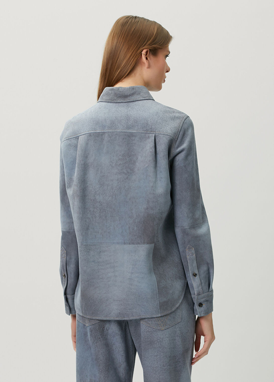 Bottega Veneta Indigo Deri Gömlek görsel 4