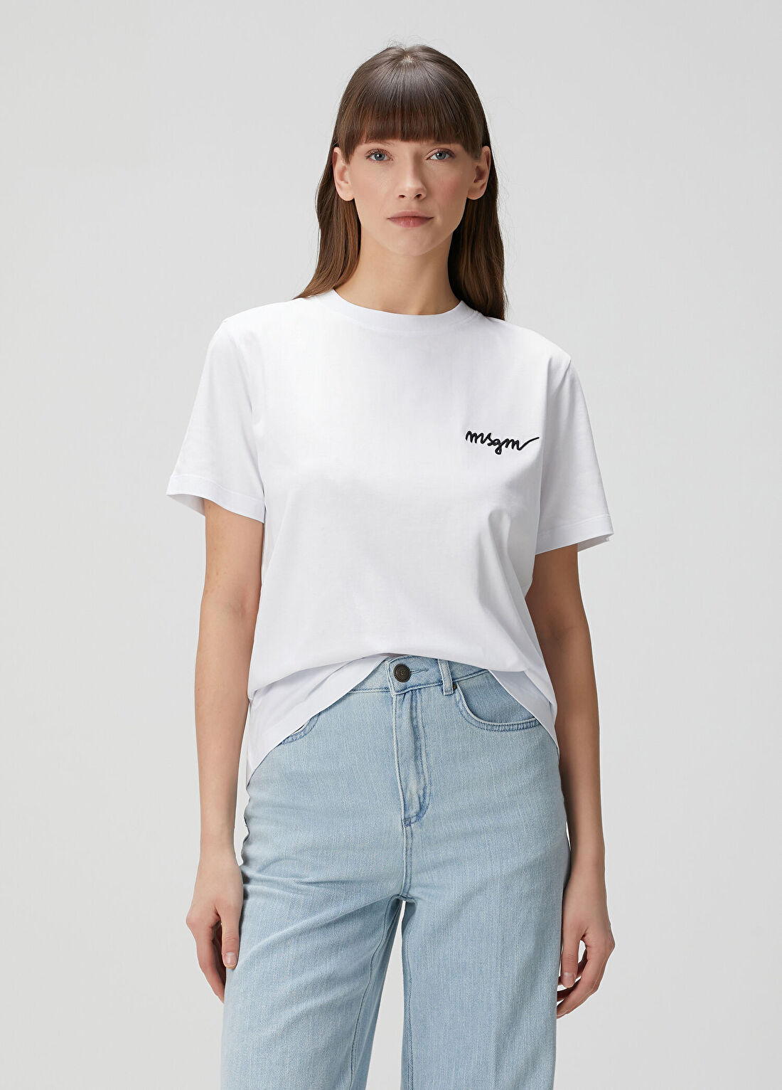 Msgm Beyaz Logolu T-shirt