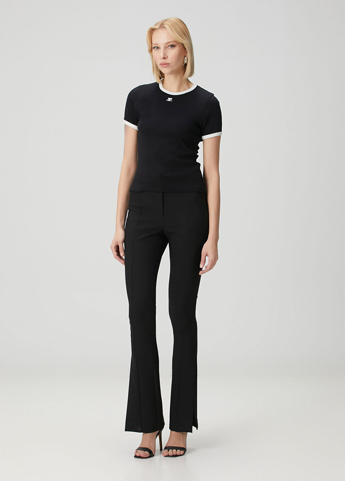 Courreges Siyah Beyaz T-shirt görsel 2