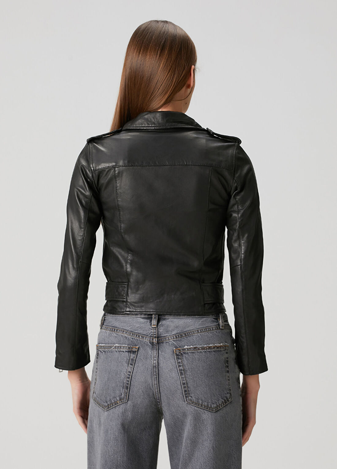 AllSaints Siyah Deri Ceket görsel 4