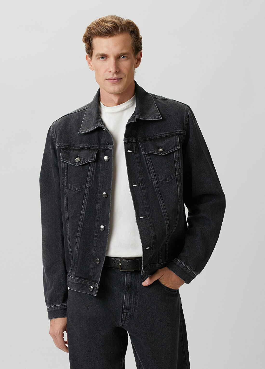 Canali Koyu Gri Denim Ceket