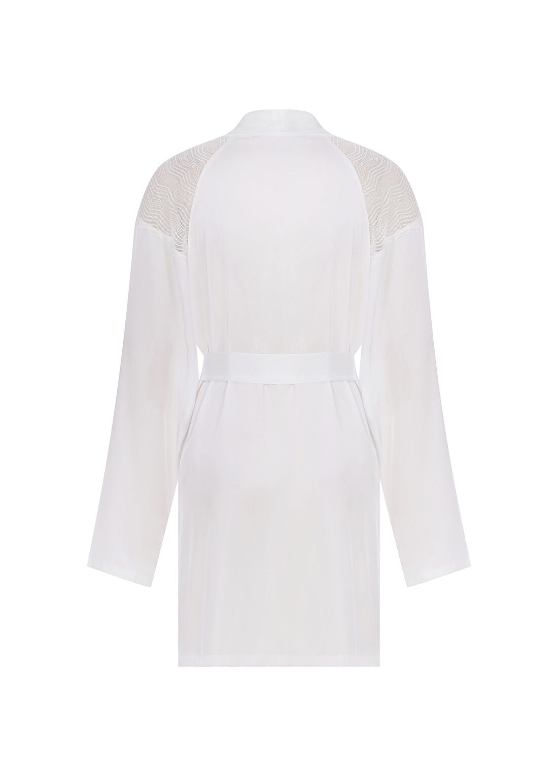House of Silk Amelia Beyaz Saten Mini Kadın Sabahlık görsel 2