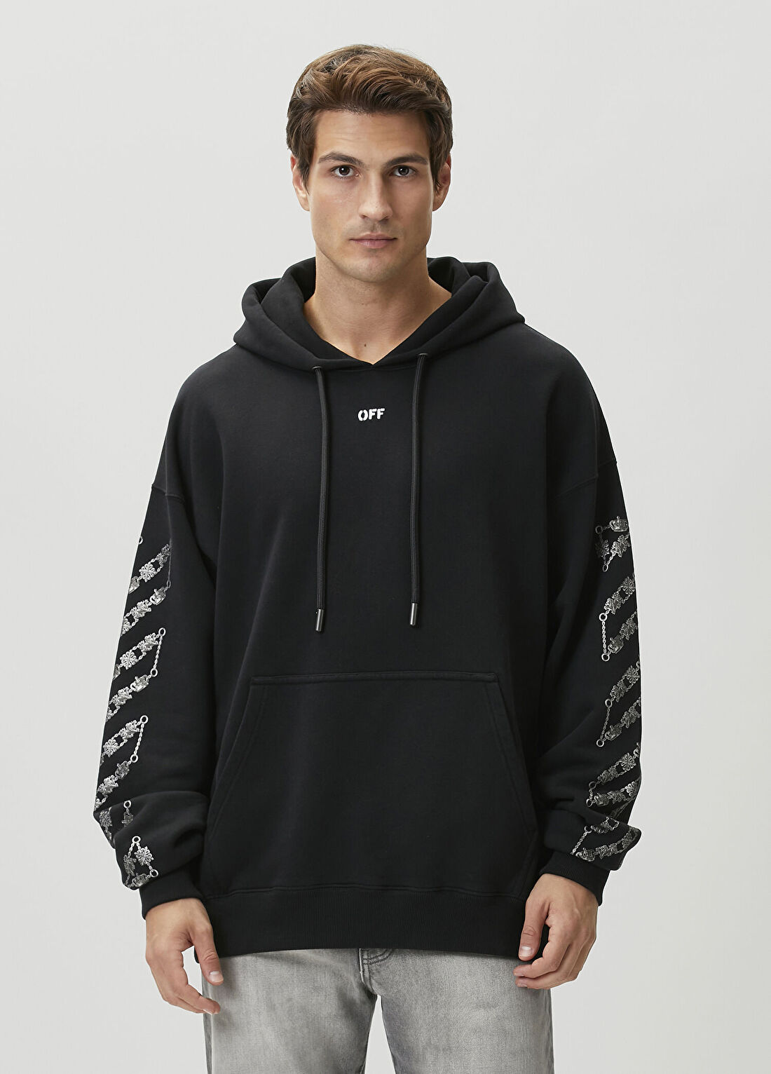 Off-White Siyah Kapüşonlu Logo Detaylı Sweatshirt
