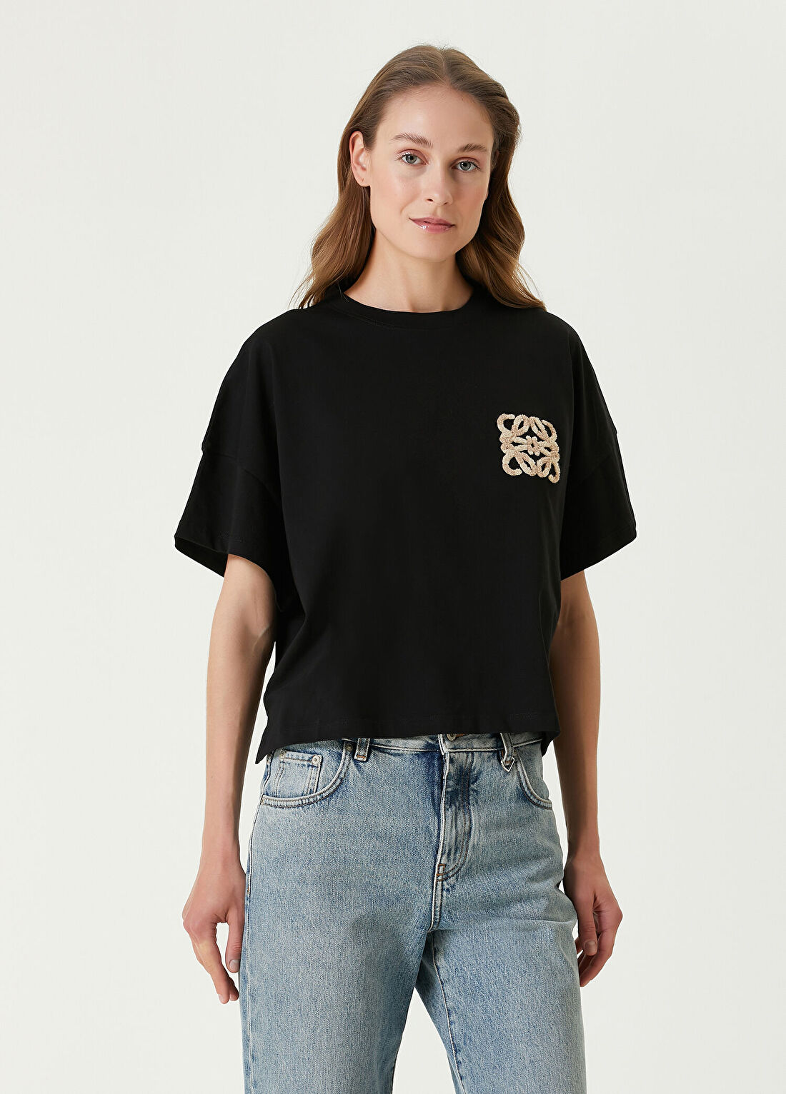 Loewe x Paula's Ibiza Siyah Logo Nakışlı T-shirt görsel 3