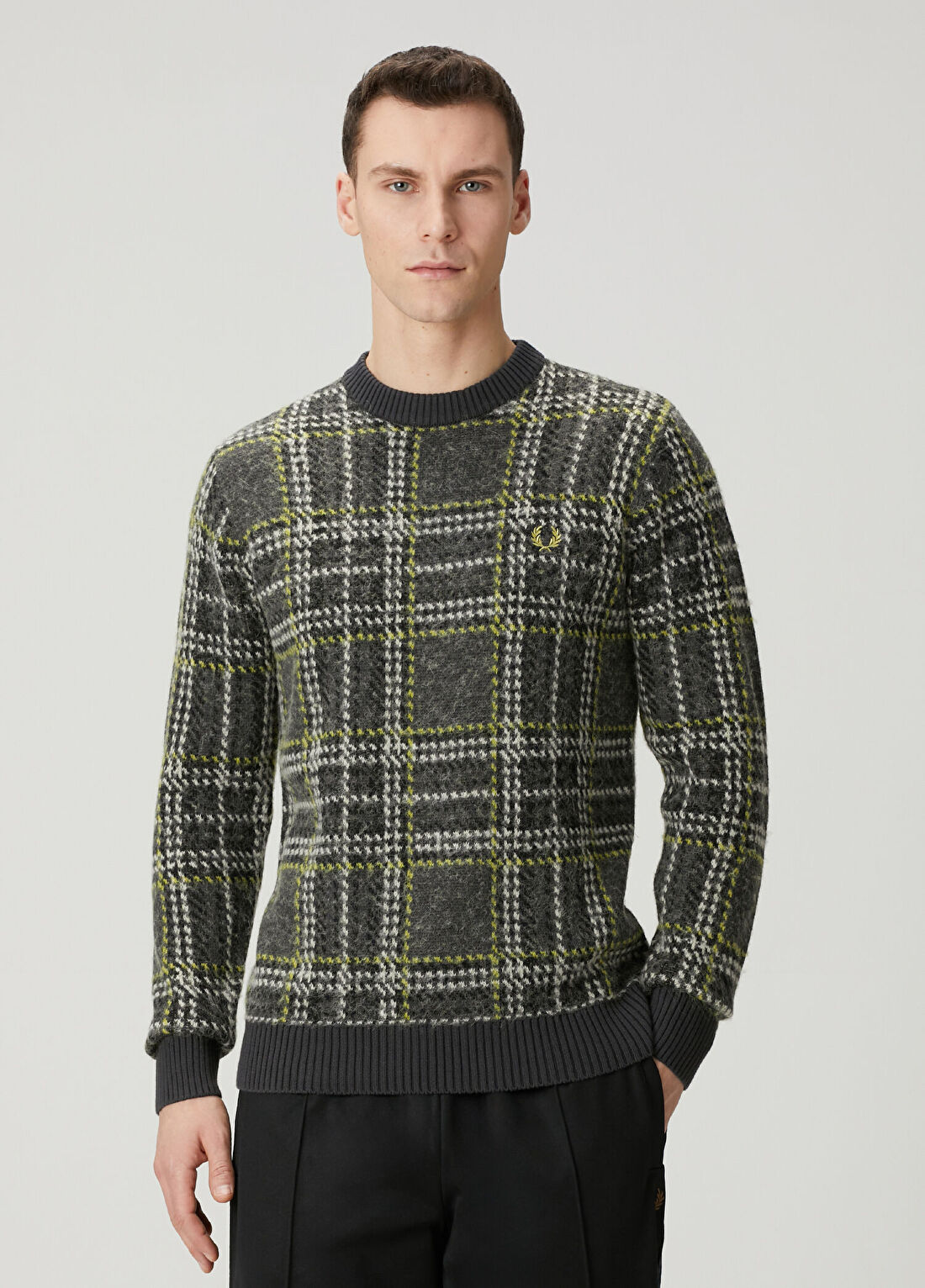 Fred Perry Gri Ekose Desenli Kazak
