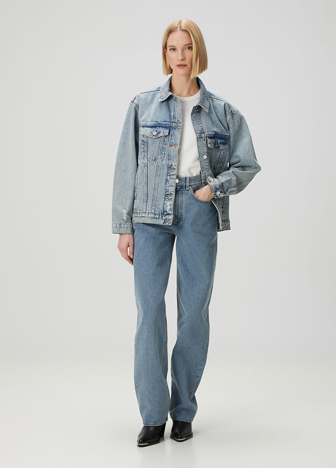Anine Bing Rory Mavi Denim Ceket görsel 2