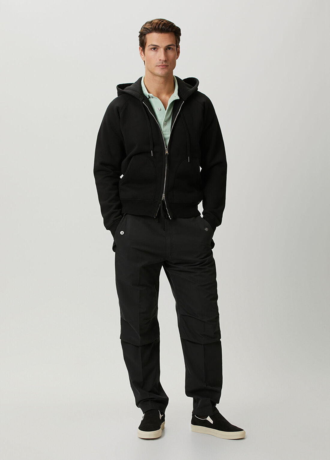 Tom Ford Siyah Beli Kordonlu Twill Kargo Pantolon