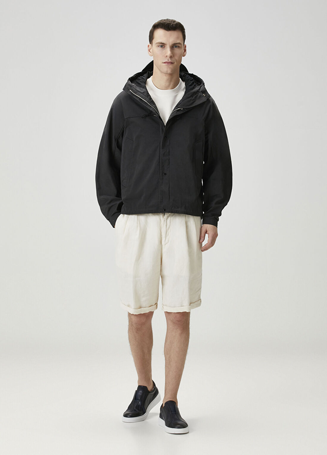 Ten-C Shannon Siyah Kapüşonlu Anorak Mont görsel 2
