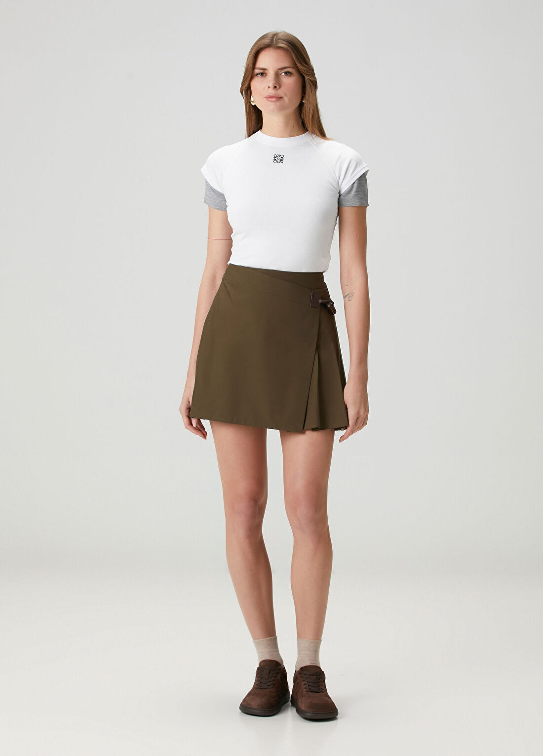Loewe Haki Pileli Mini Etek