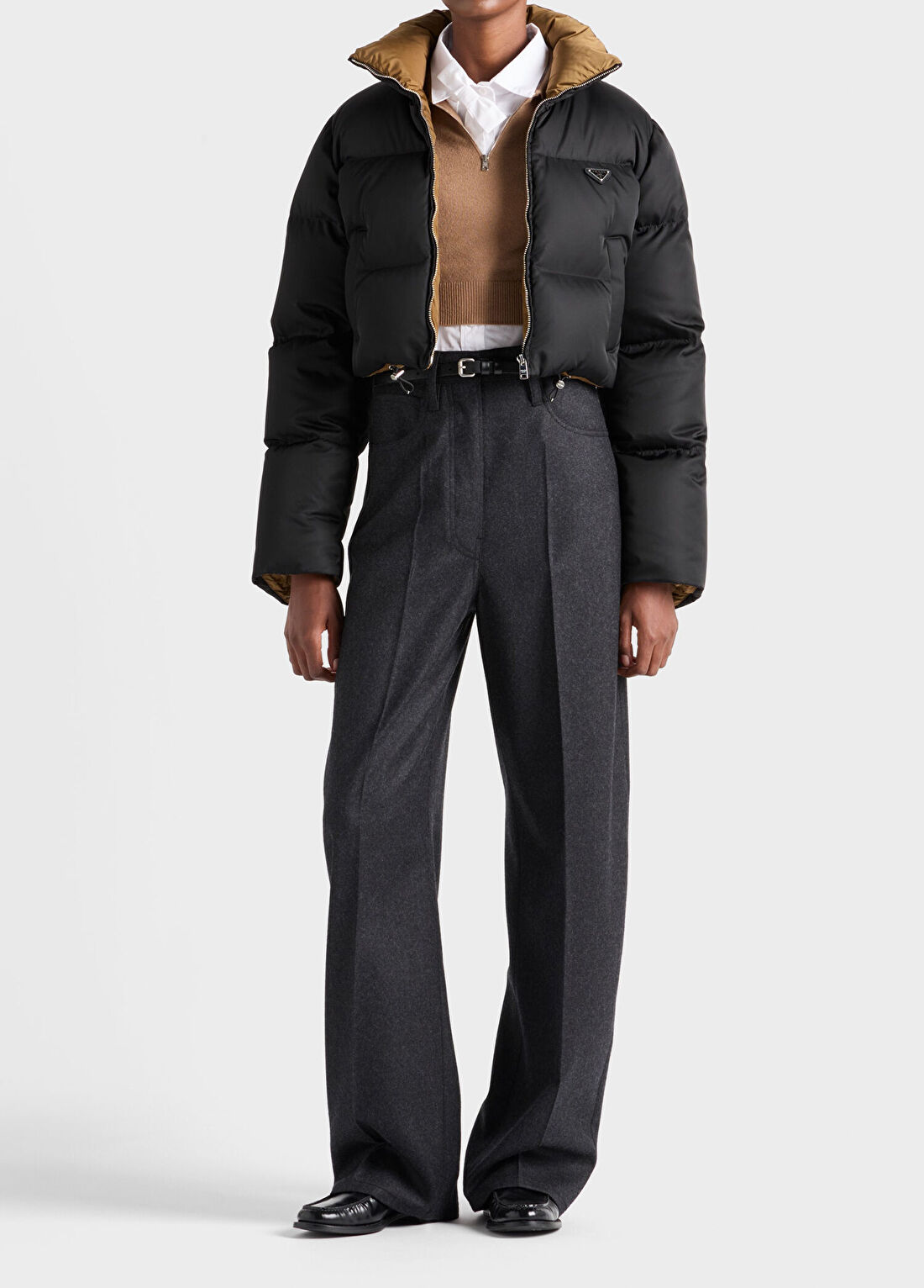 Prada Siyah Re-Nylon Kadın Kısa Şişme Mont görsel 2