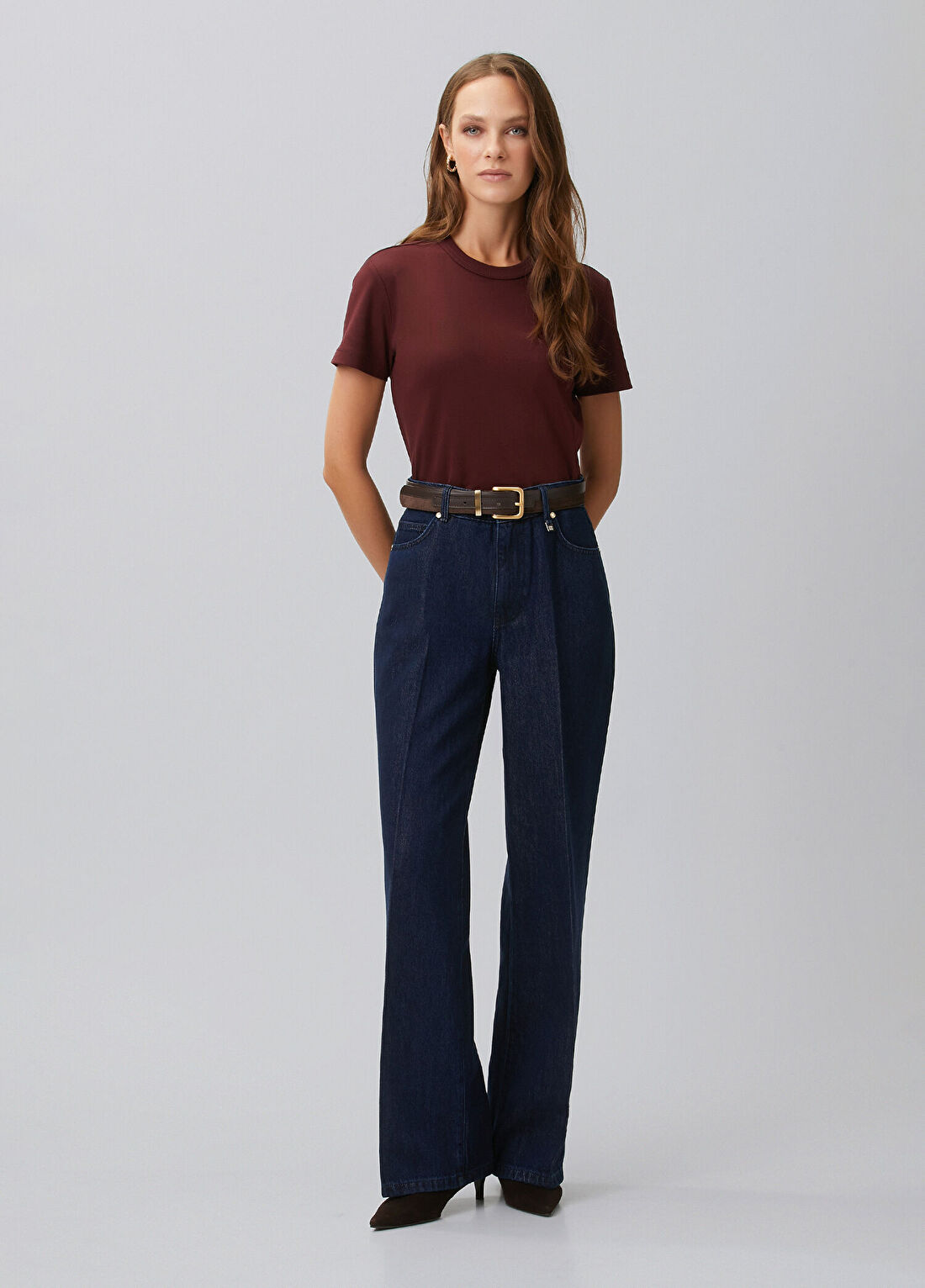 Network Bordo Basic T-shirt görsel 3