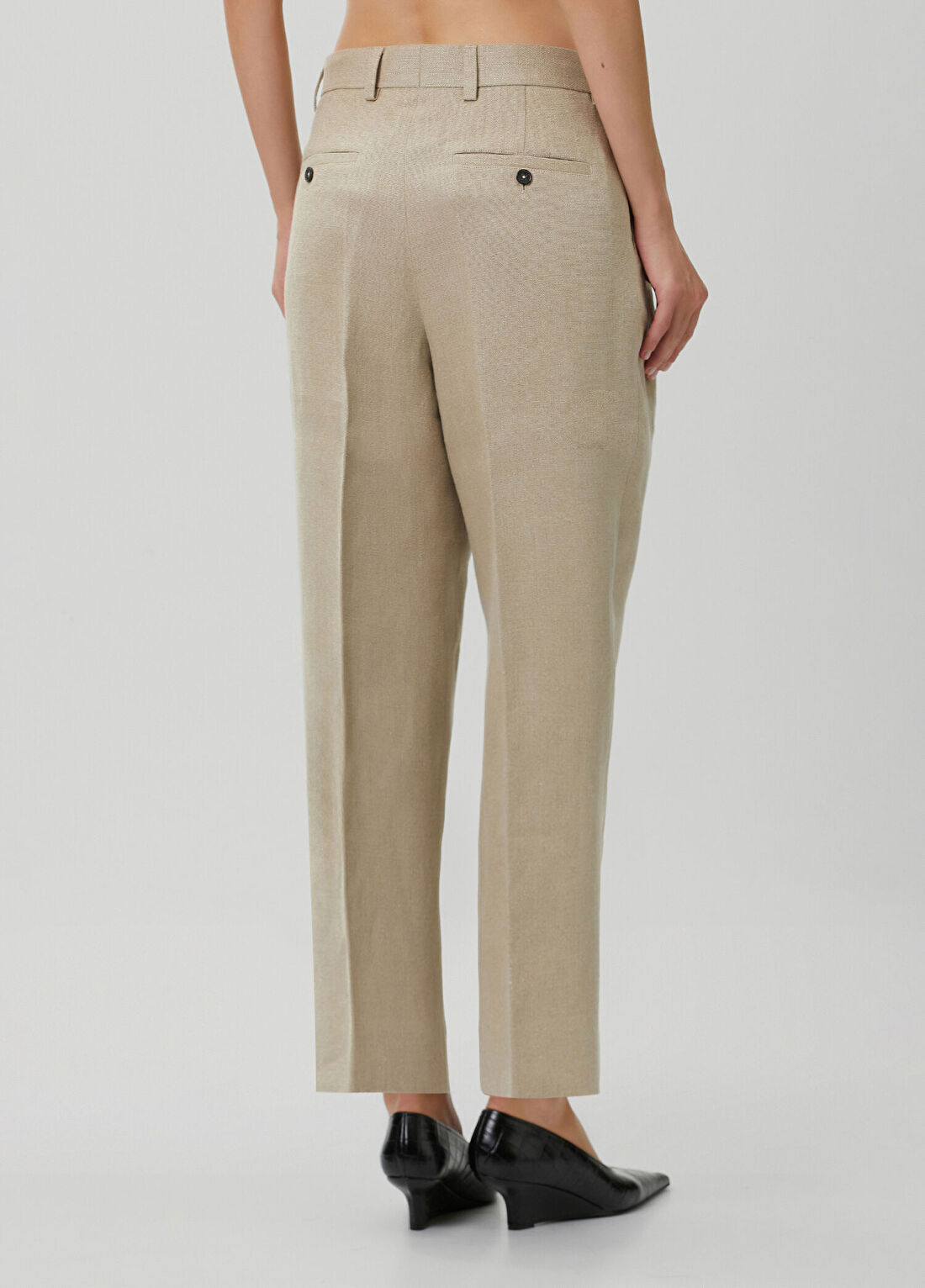 Toteme Bej Crop Keten Pantolon görsel 4