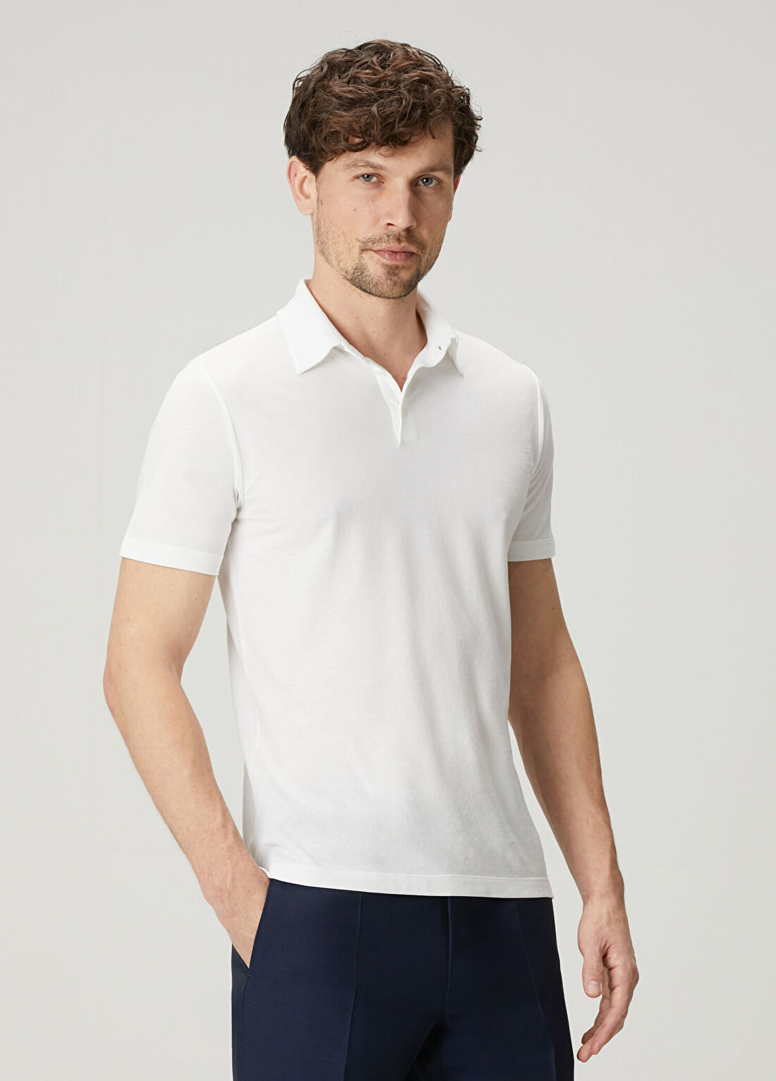 Slowear Beyaz Polo Yaka T-shirt