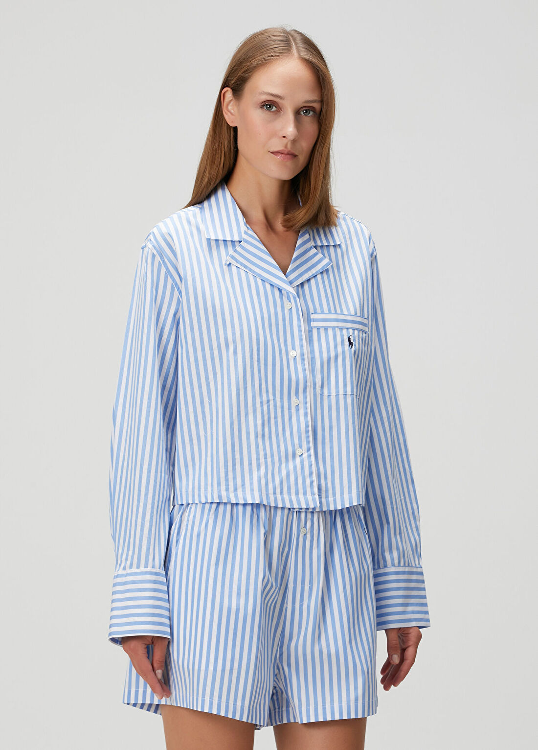 Polo Ralph Lauren-Lingerie Mavi Çizgili Pijama Takımı görsel 3