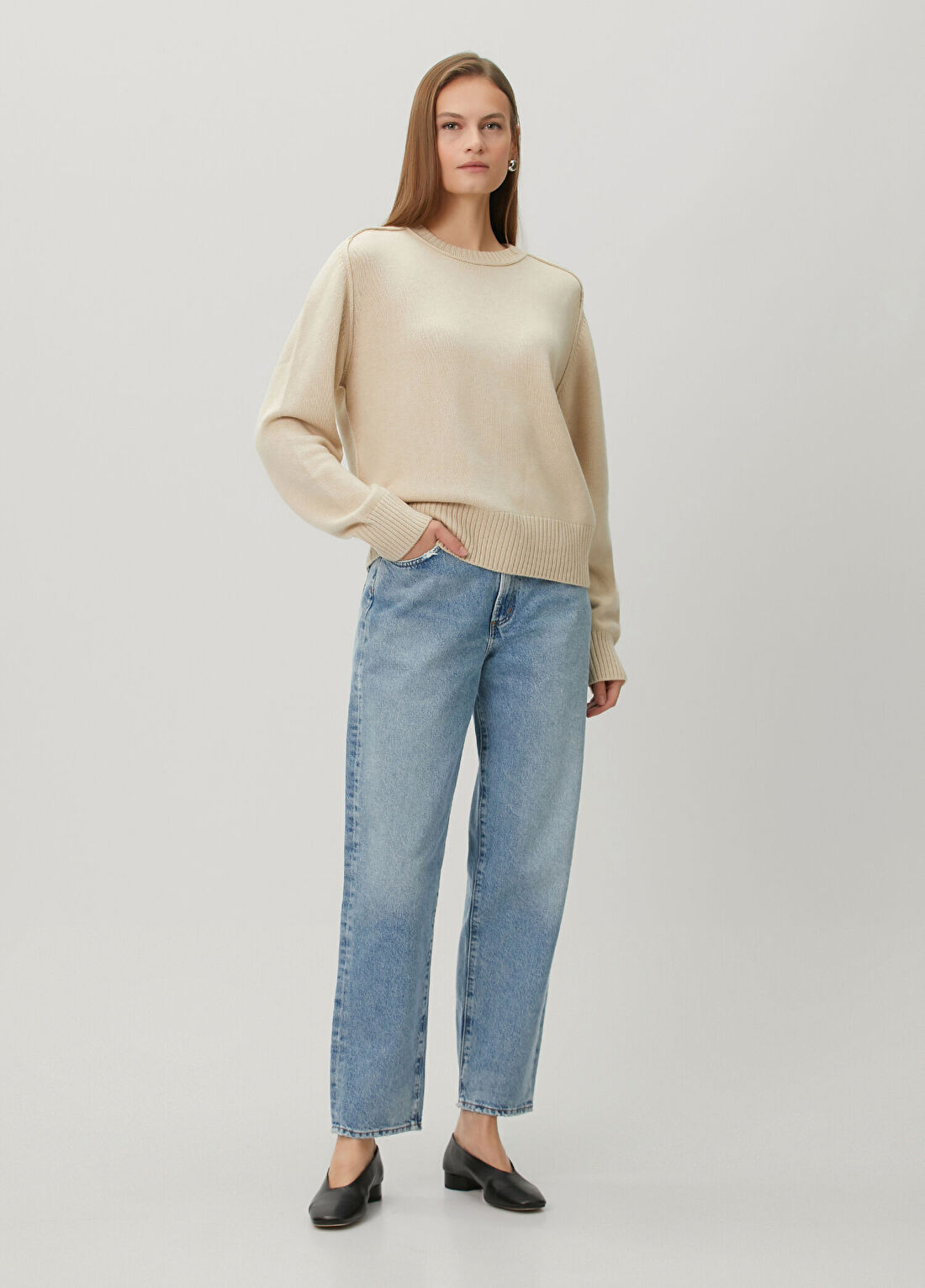 7 For All Mankind Ekru Yün Triko görsel 2