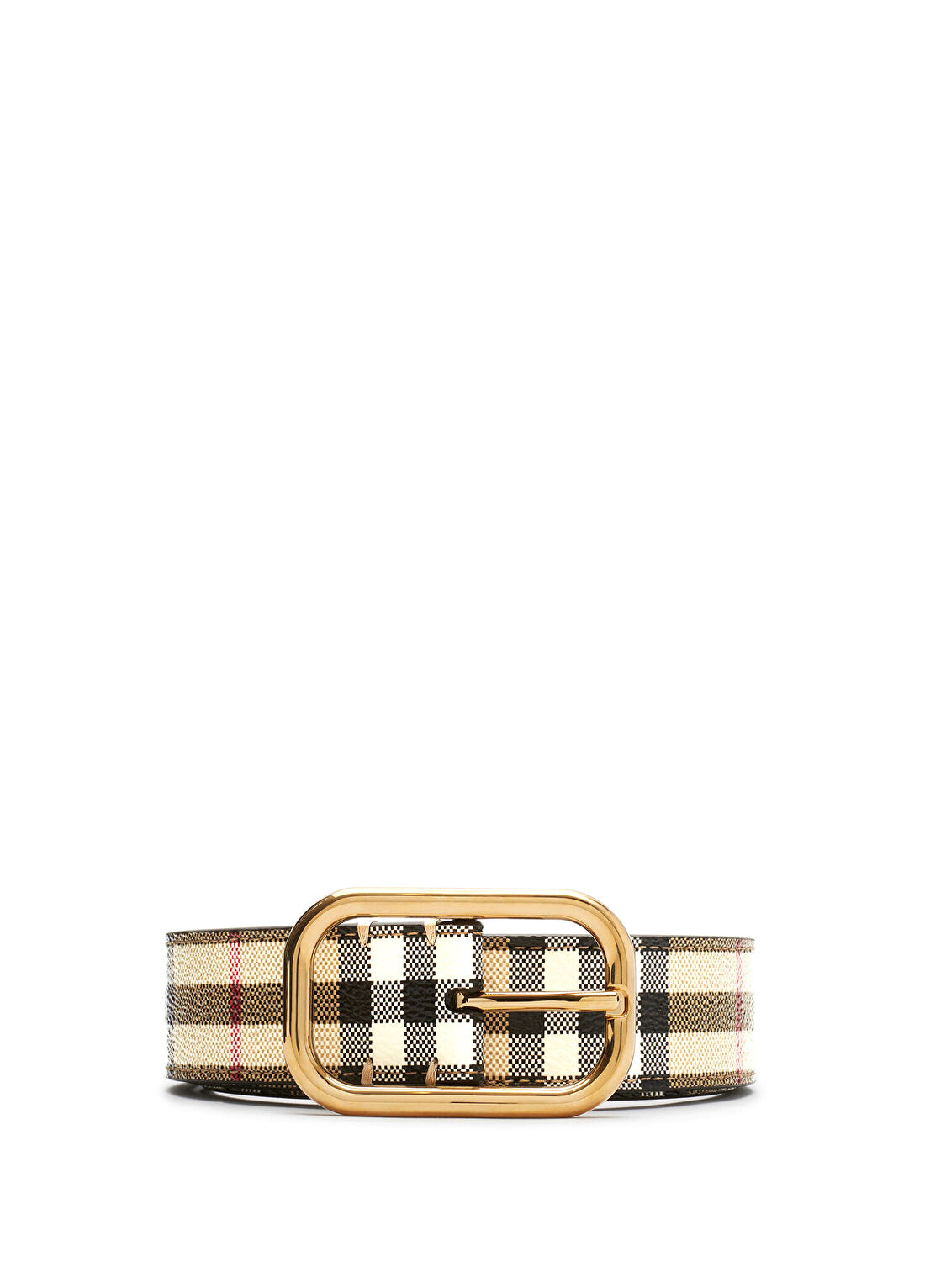 Burberry Bej Check Deri Kadın Kemer