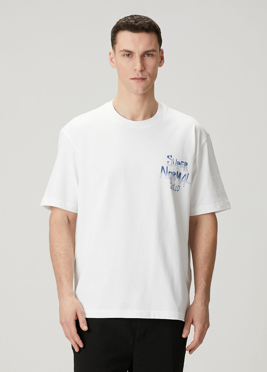Solid Homme Beyaz Slogan Baskılı T-shirt
