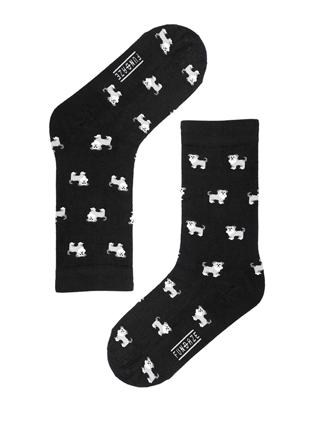 Fundaze Schnauzer Desenli Siyah Bambu Unisex Çorap
