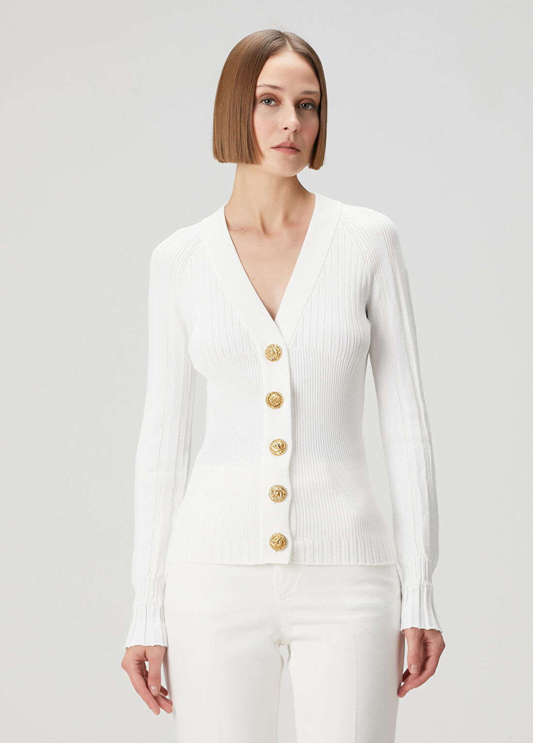 Balmain Beyaz Ribli Hırka görsel 3