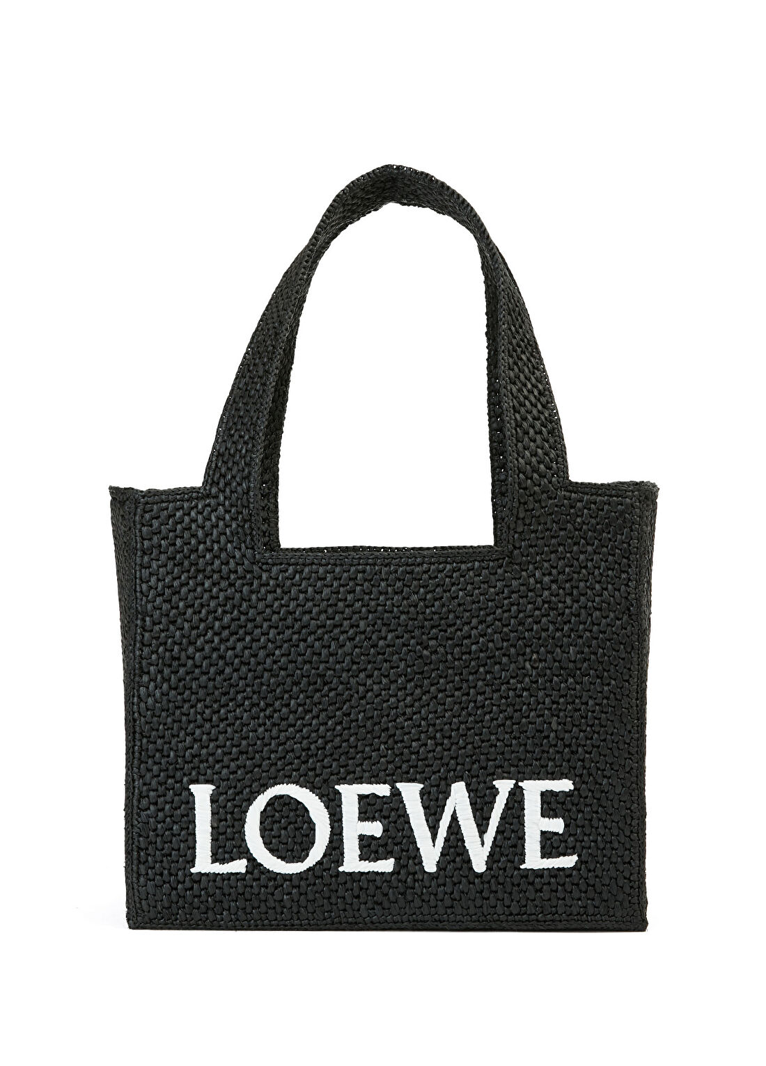 Loewe Font Tote Medium Siyah Kadın Rafya Plaj Çantası