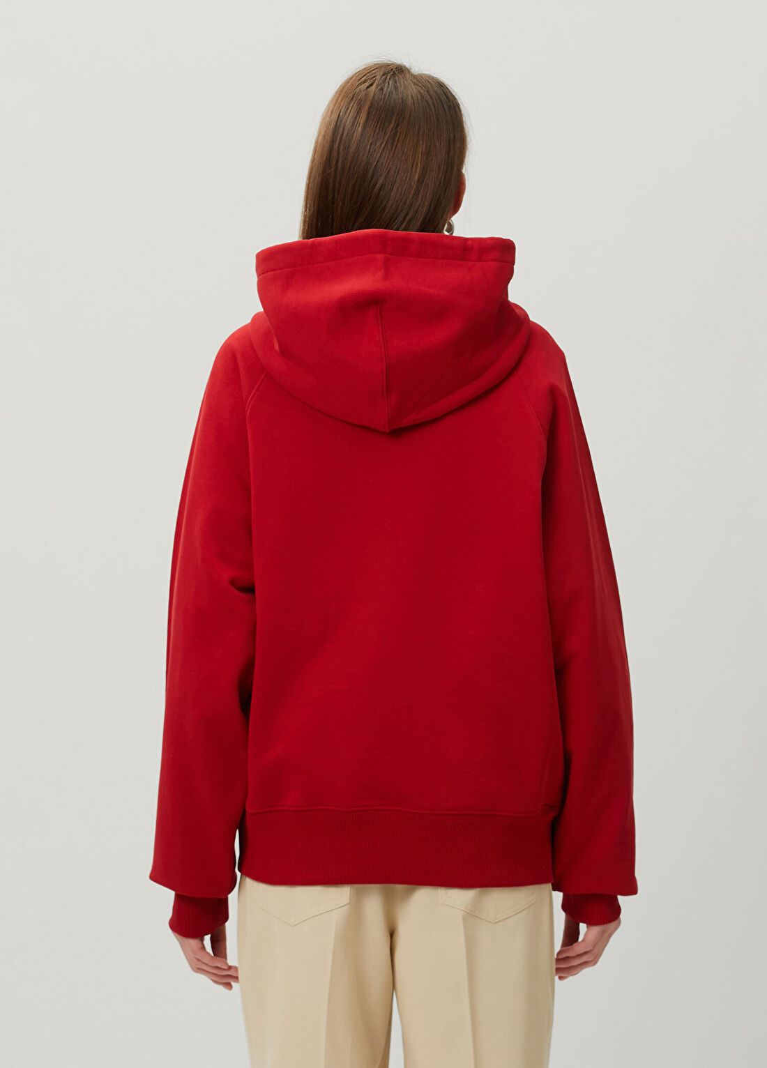 Ami Paris Kırmızı Kapüşonlu Logolu Sweatshirt görsel 4